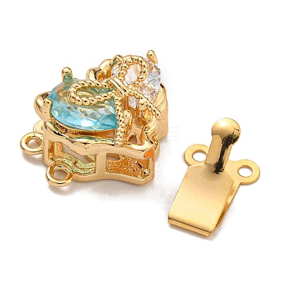 Brass Micro Pave Cubic Zirconia Box Clasps KK-U037-40G-A-1