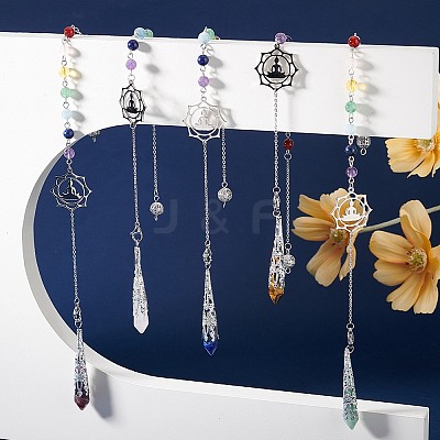 Teardop Natural Gemstone Pointed Dowsing Pendulums PALLOY-GO00018-1