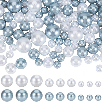 150Pcs 2 Colors ABS Plastic Imitation Pearl Round Beads KY-SP0001-63A-1