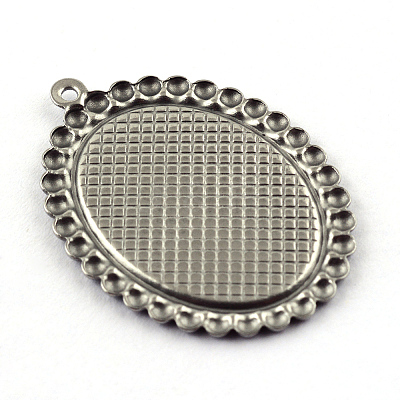 Tarnish Resistant Pendant Cabochon Settings LS-X-STAS-Q194-16-1