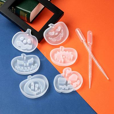 Halloween DIY Pumpkin Jack-O-Lantern Pendant Silicone Molds DIY-LS0001-16-1