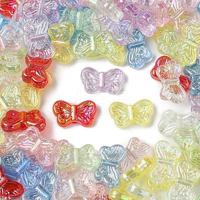 105Pcs 7 Colors UV Plating Iridescent Transparent Acrylic Beads OACR-FS0001-88-1