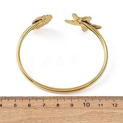 Ocean Theme 304 Stainless Steel & Resin Cuff Bangles BJEW-T026-01G-01-1
