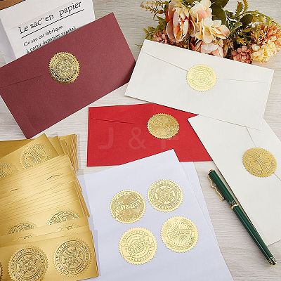 40 Sheets 4 Styles Plastic Self Adhesive Gold Foil Embossed Stickers DIY-CP0010-41-1