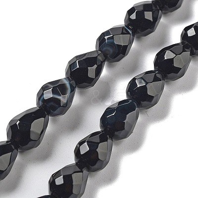 Dyed & Heated Natural Black Agate Beads Strands G-P520-B15-01-1