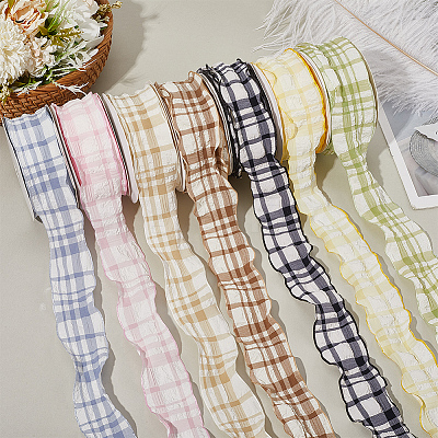 1 Roll Polyester Ruffled Ribbon SRIB-CY0001-14D-1