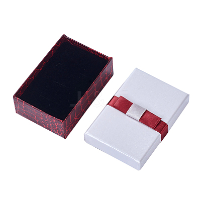 Kraft Cotton Filled Rectangle Cardboard Jewelry Set Boxes with Bowknot X-CBOX-N006-03-1