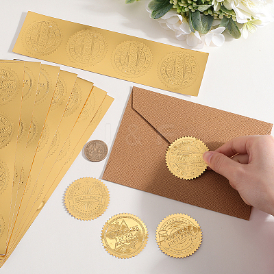 40 Sheets 4 Styles Plastic Self Adhesive Gold Foil Embossed Stickers DIY-CP0010-46-1