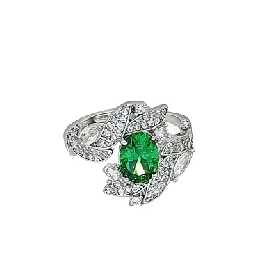 Brass Micro Pave Cubic Zirconia Finger Rings FS-WG962D3-09-1
