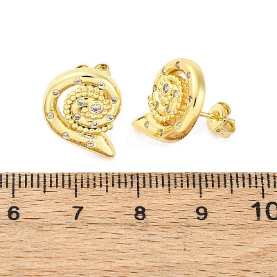 Brass Micro Pave Clear Cubic Zirconia Stud Earrings EJEW-H158-07B-G-1