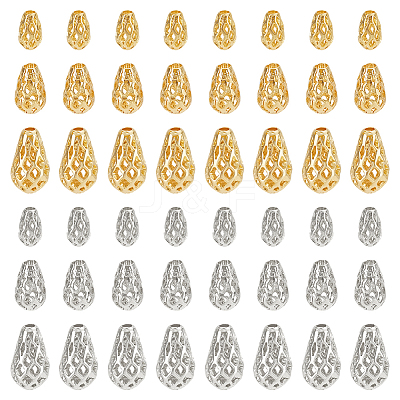 48Pcs 6 Styles Brass Hollow Spacer Beads KK-PH0006-25-1