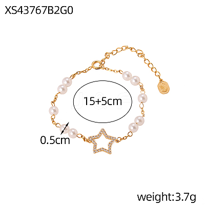 Women's 304 Stainless Steel Star Link Bracelets BJEW-OY001-04-1