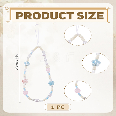 1Pc PVC & Porcelain Flower Mobile Straps AJEW-LP0005-15-1