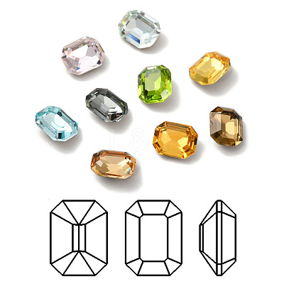 Faceted K9 Glass Rhinestone Cabochons GGLA-R042-02A-1