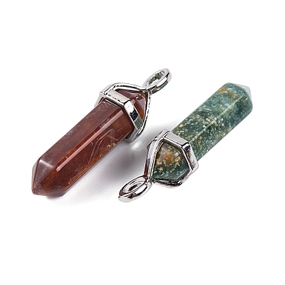 Natural Indian Agate Pointed Pendants G-M378-01P-A39-1