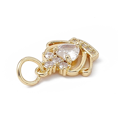 Rack Plating Brass Cubic Zirconia Charms KK-G451-27G-1