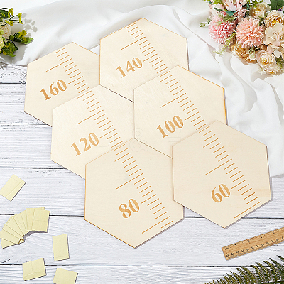 Hexagon Wood Measuring Growth Chart Rulers TOOL-WH0136-124A-1