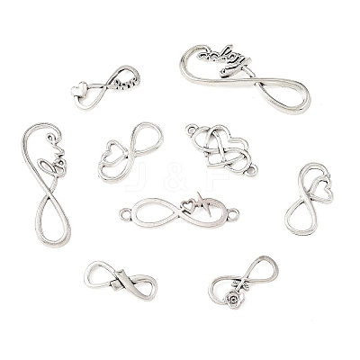 80Pcs 8 Styles Tibetan Style Alloy Connector Charms FIND-CJ0006-04-1