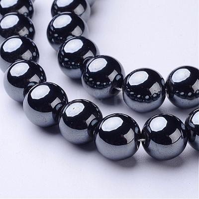 Non-Magnetic Synthetic Hematite Beads Strands X-G-H1624-12mm-1-1