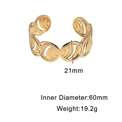 304 Stainless Steel Hollow Ring Open Cuff Bangles for Women WG17EC0-01-1
