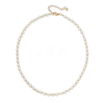 Natural Pearl and Shell Rondelle Beaded Necklaces NJEW-JN05852-1
