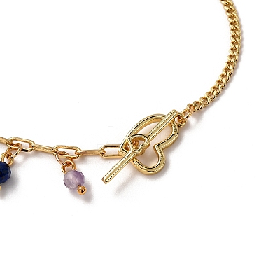 Brass Cubic Zirconia Charm Chain Bracelets BJEW-JB12364-02-1