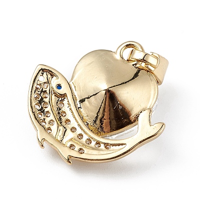 Real 18K Gold Plated Rack Plating Brass Micro Pave Cubic Zirconia Pendants KK-C015-28G-16-1