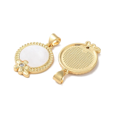 Brass Micro Pave Clear Cubic Zirconia Pendants KK-B083-16G-01-1