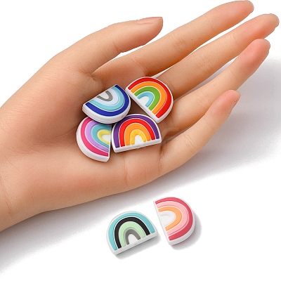 6Pcs 6 Colors Food Grade Eco-Friendly Silicone Focal Beads SIL-YW0001-04G-1