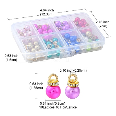 80Pcs 8 Colors ABS Plastic Charms KY-YW0001-29-1