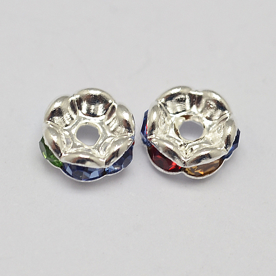 Rondelle Wave Brass Rhinestone Spacer Beads RB-D307-01-1