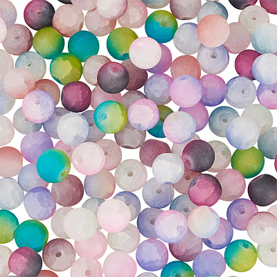 200Pcs 10 Colors Crackle Glass Beads Strands GLAA-TA0003-31B-1