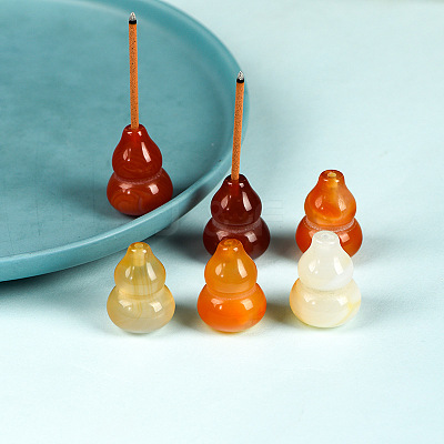 Natural Crystal Agate Gourd Incense Holders PW-WG87545-01-1