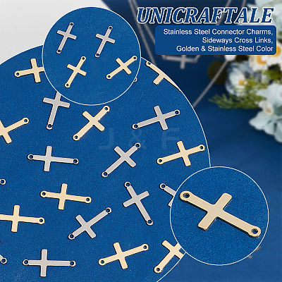 60Pcs 2 Colors Religion 201 Stainless Steel Connector Charms STAS-UN0054-08-1