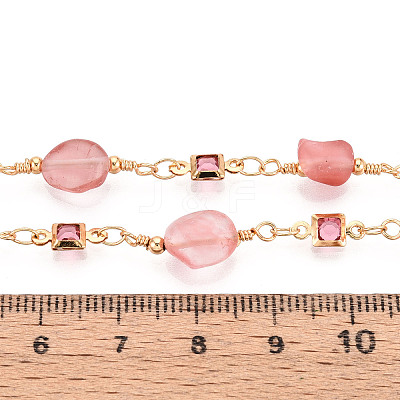 Handmade Brass Glass Square Link Chains CHC-T017-03-1