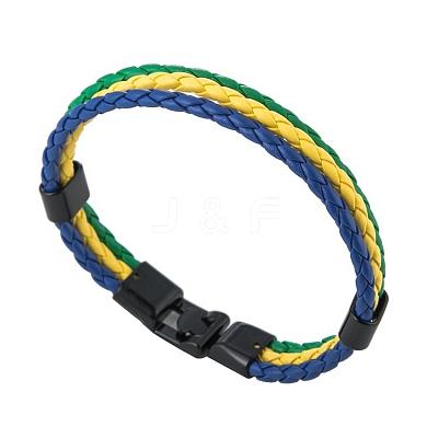 PU Leather Triple Layer Multi-strand Bracelets PW-WG47313-02-1