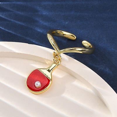 Brass Enamel Open Cuff Rings for Women RJEW-U057-27G-1
