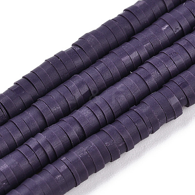 Flat Round Handmade Polymer Clay Bead Spacers X-CLAY-R067-4.0mm-04-1