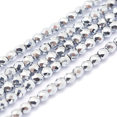 Electroplate Non-magnetic Synthetic Hematite Beads Strands G-L487-C-10-1