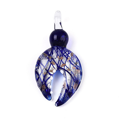 Handmade Silver Foil Lampwork Big Pendants FOIL-N031-01C-1