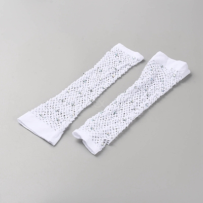 Nylon Mesh Long Gloves AJEW-WH20010-12B-1