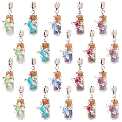 20Pcs Mixed Gemstone European Dangle Charms FIND-PH0020-43-1