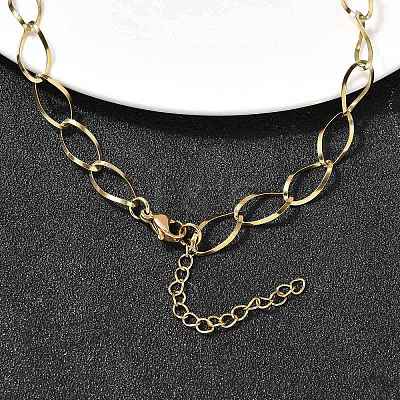304 Stainless Steel Teardrop Link Chain Necklaces for Women Men NJEW-A058-02G-1