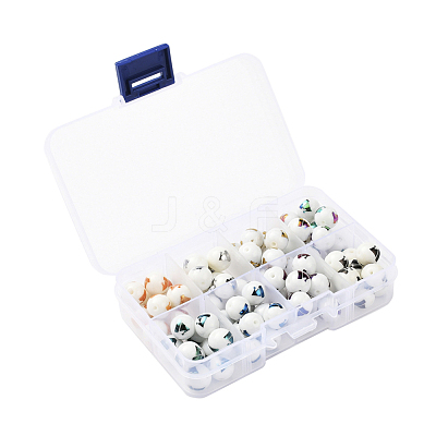 80Pcs 8 Colors Christmas Opaque Glass Beads EGLA-YW0001-06-1