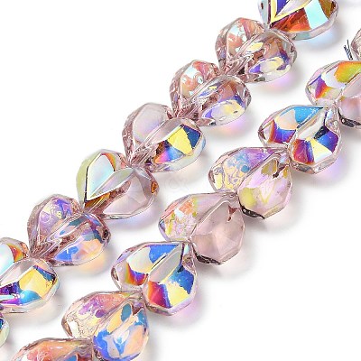 Electroplate Transparent Glass Beads Strands X-EGLA-B012-AB08-1