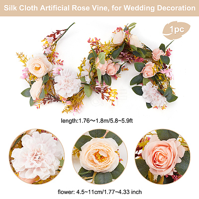 Silk Cloth Artificial Rose Vine AJEW-WH0348-64A-1