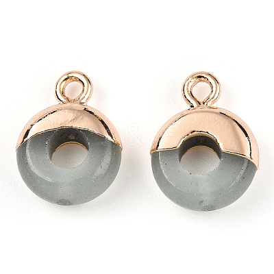 Natural Green Aventurine Flat Round/Donut Charms G-I347-11-1
