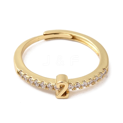 Rack Plating Brass Clear Cubic Zirconia Number 2 Adjustable Rings for Women RJEW-S407-09G-02-1