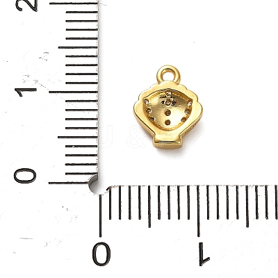 925 Sterling Silver Micro Pave Clear Cubic Zirconia Shell Shaped Charms STER-U009-09G-01-1