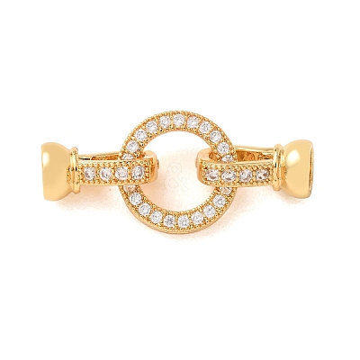 Brass Micro Pave Clear Cubic Zirconia Fold Over Clasps KK-CBA25B2-03G-1